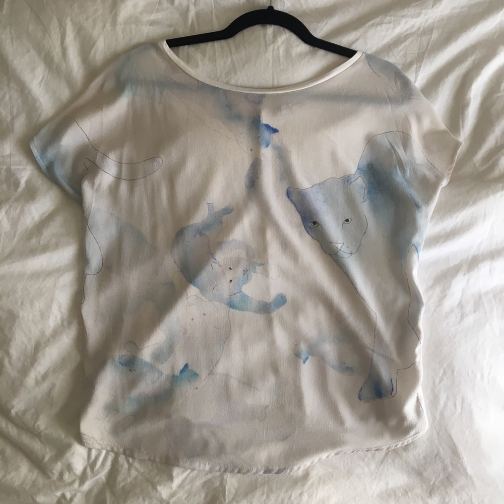 White Zara blouse/top with light print